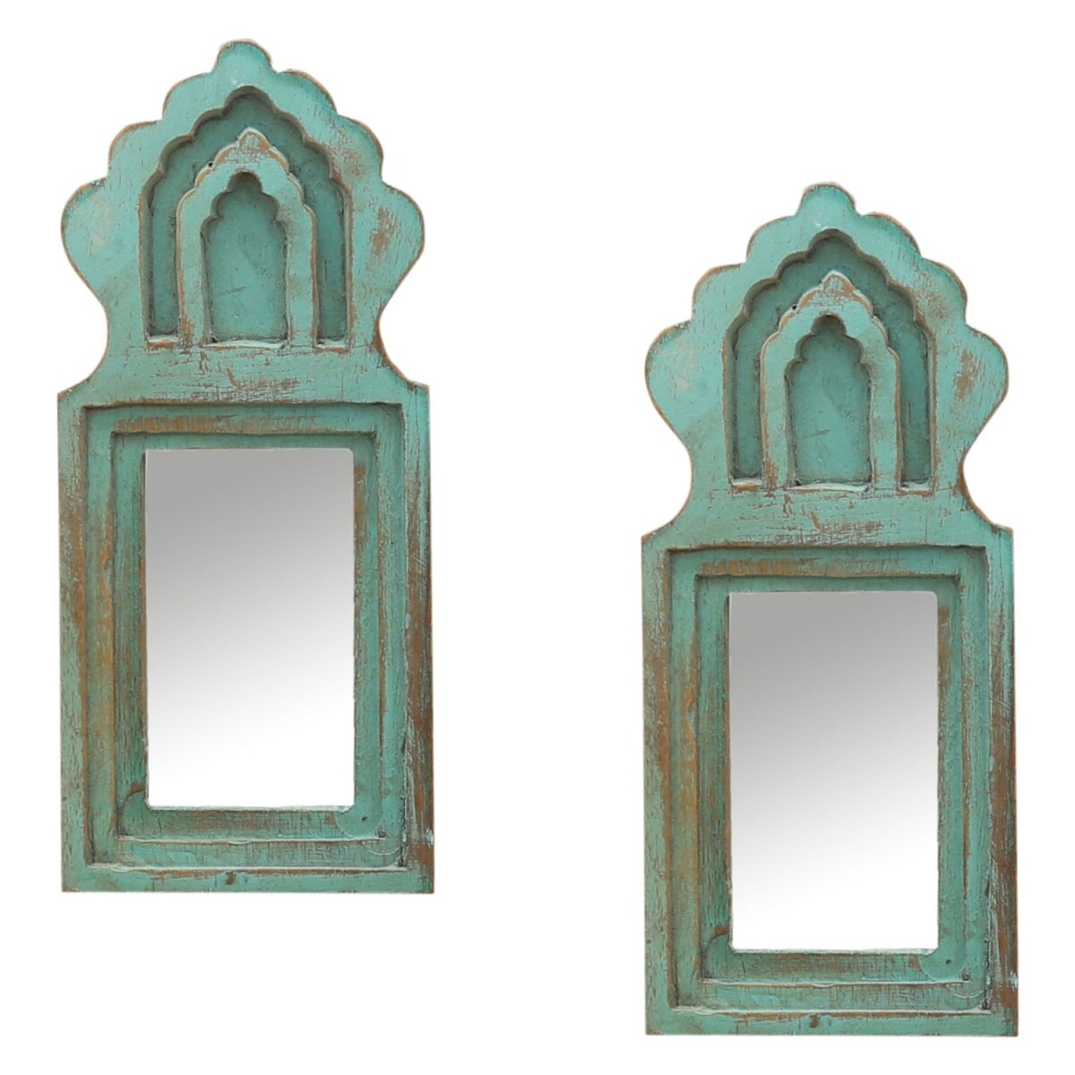 2er Set Wandspiegel Mukana Türkis H 22cm × B 10cm