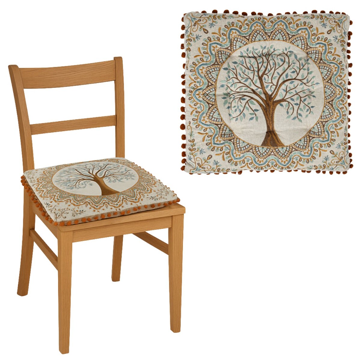 Stuhlkissen Guansha Braun 40x40x6cm | Baumwolle Boho Baum de