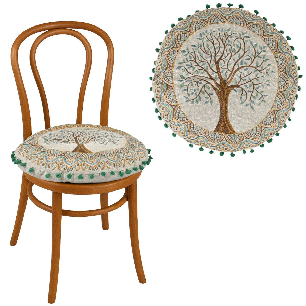 Rundes Stuhlkissen Guansha Braun Baum de box