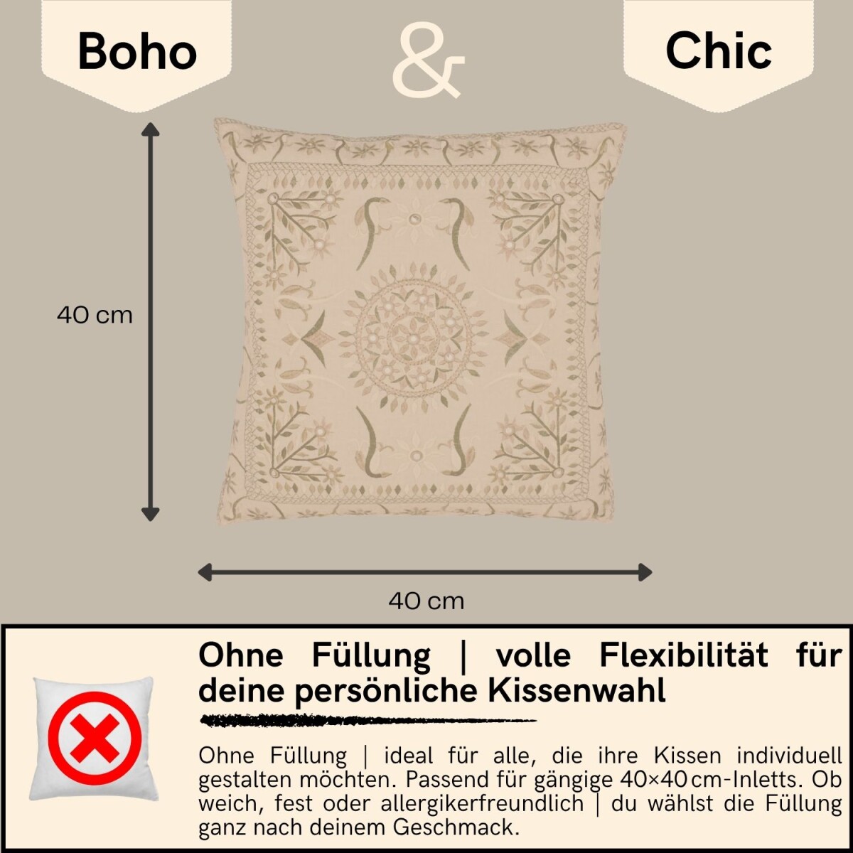 Handgefertigter Kissenbezug Lodge Rot 40 box