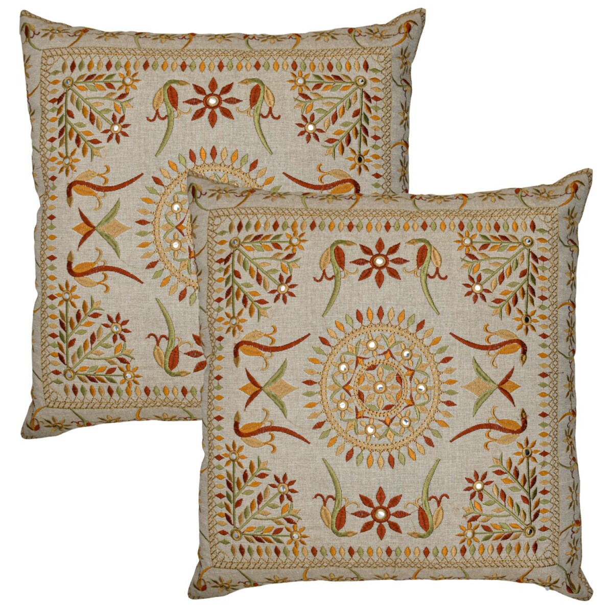2er Set Kissenbezug Handgefertigt Lodge Braun 40x40cm | Boho