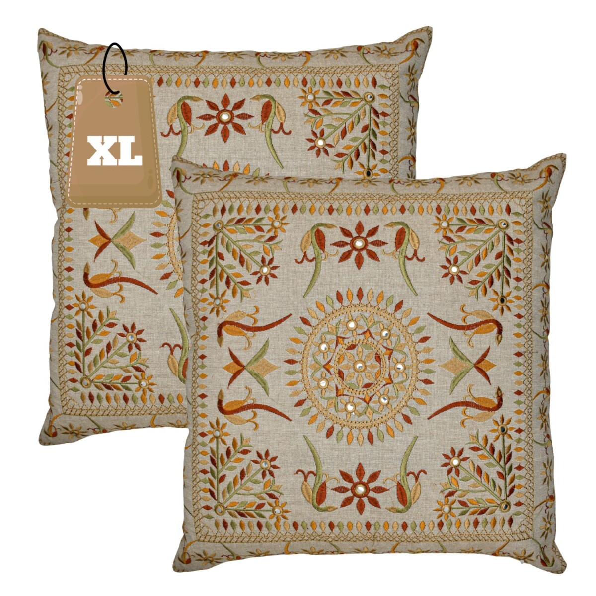 2er Set Kissenbezug Handgefertigt Lodge Braun 50x50cm | Boho