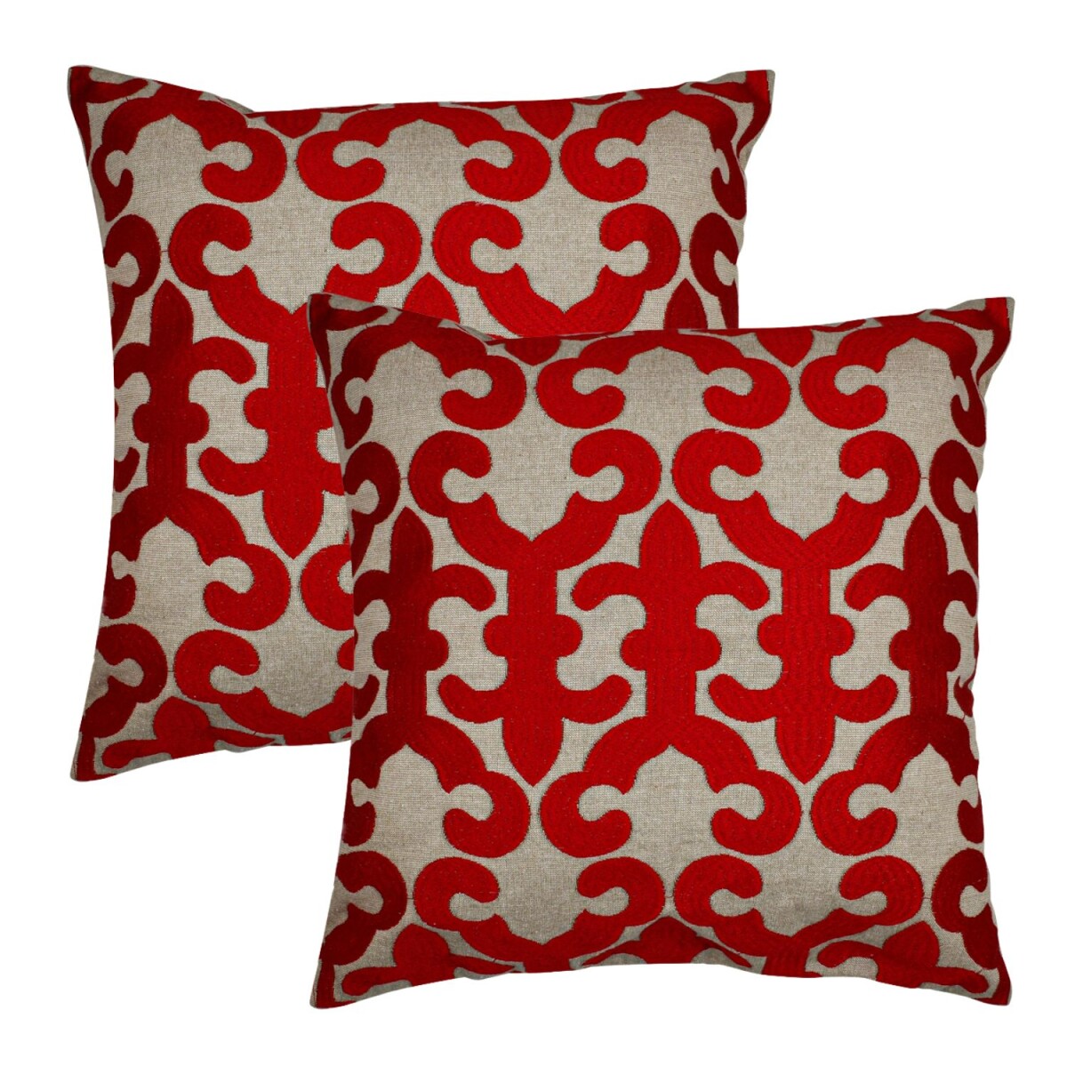 2er Set Kissenbezug Handgefertigt Kayon Rot 40x40cm | Boho D