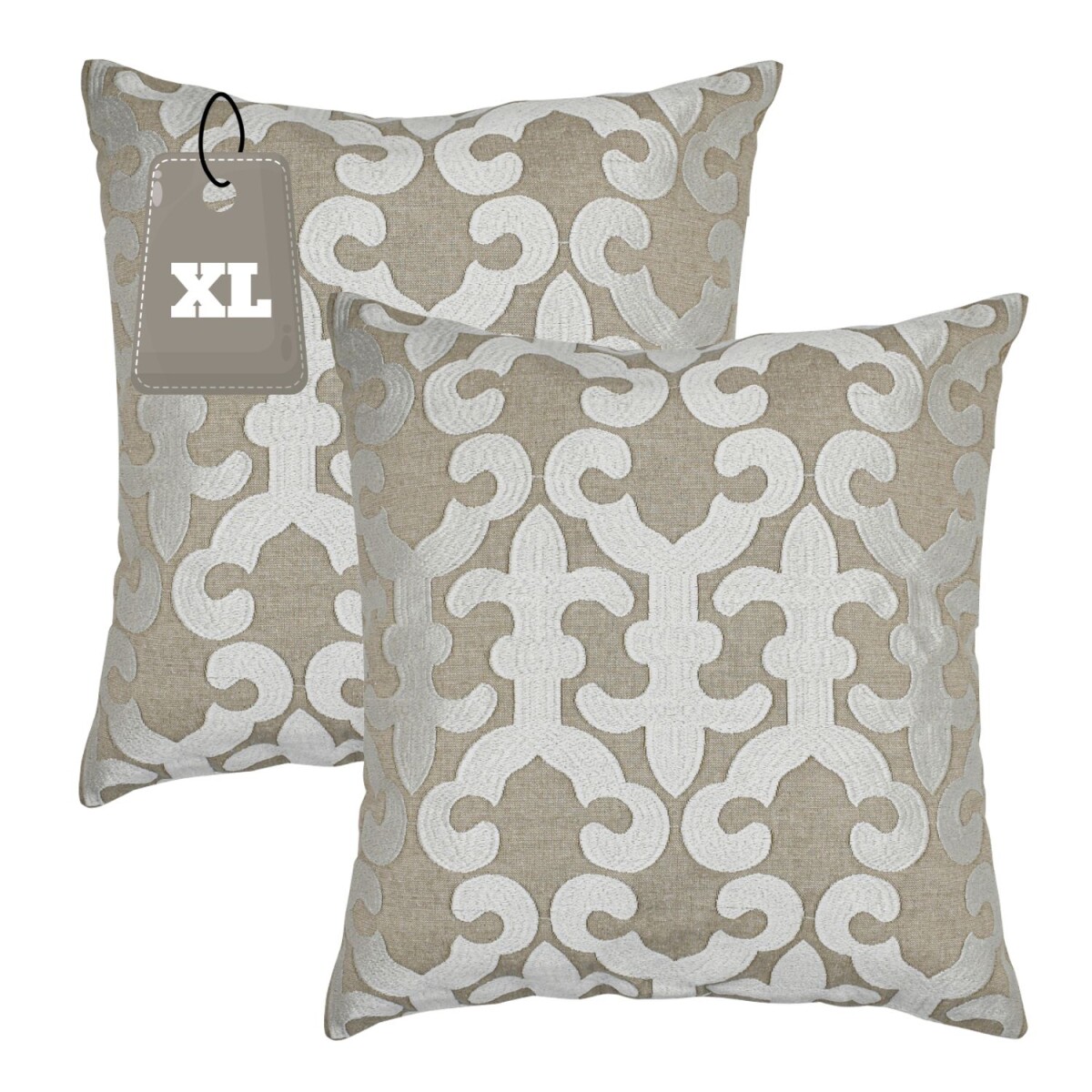 2er Set Kissenbezug Handgefertigt Kayon Weiss 50x50cm | Boho