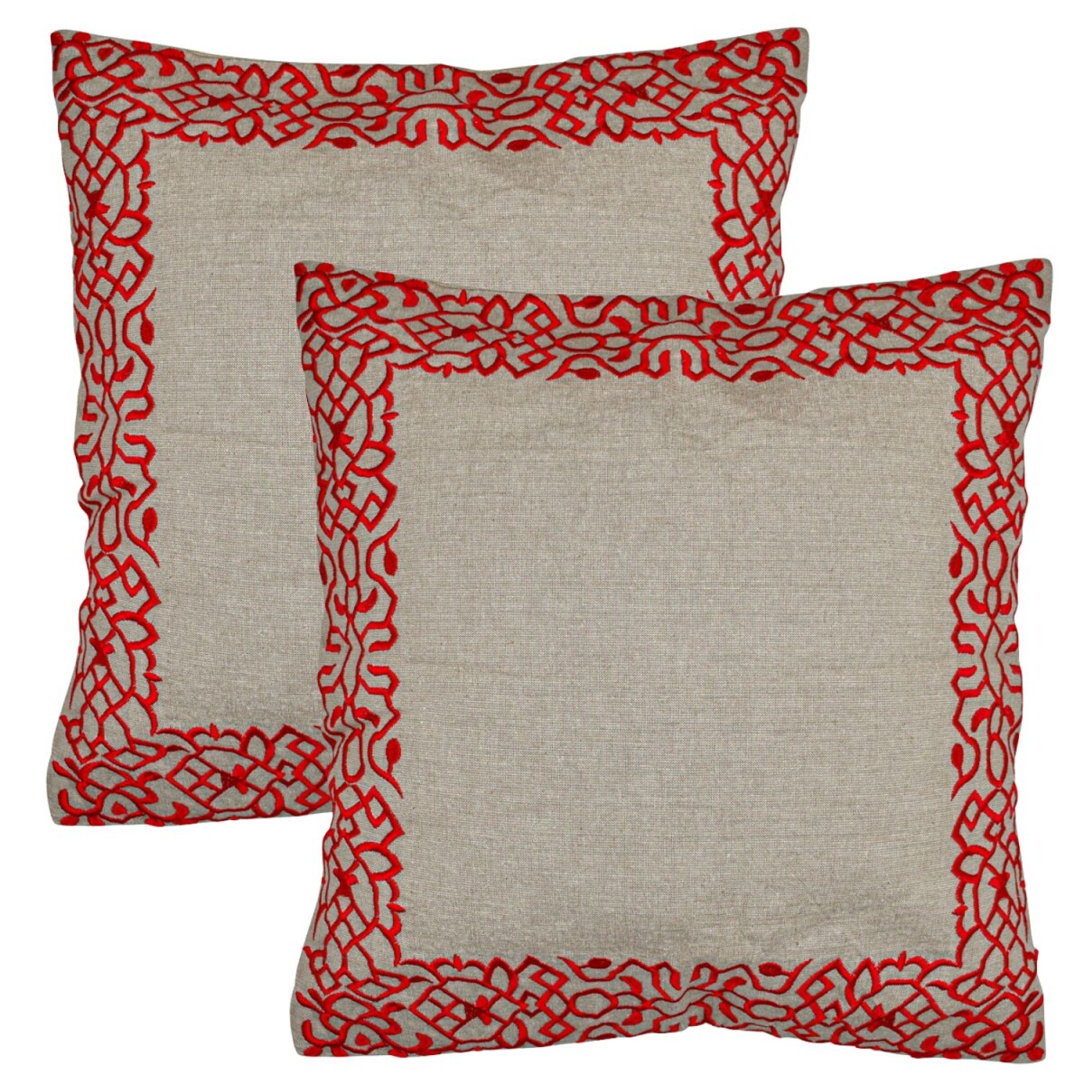 2er Set Kissenbezug Handgefertigt Frisia Rot 40x40cm | Boho 