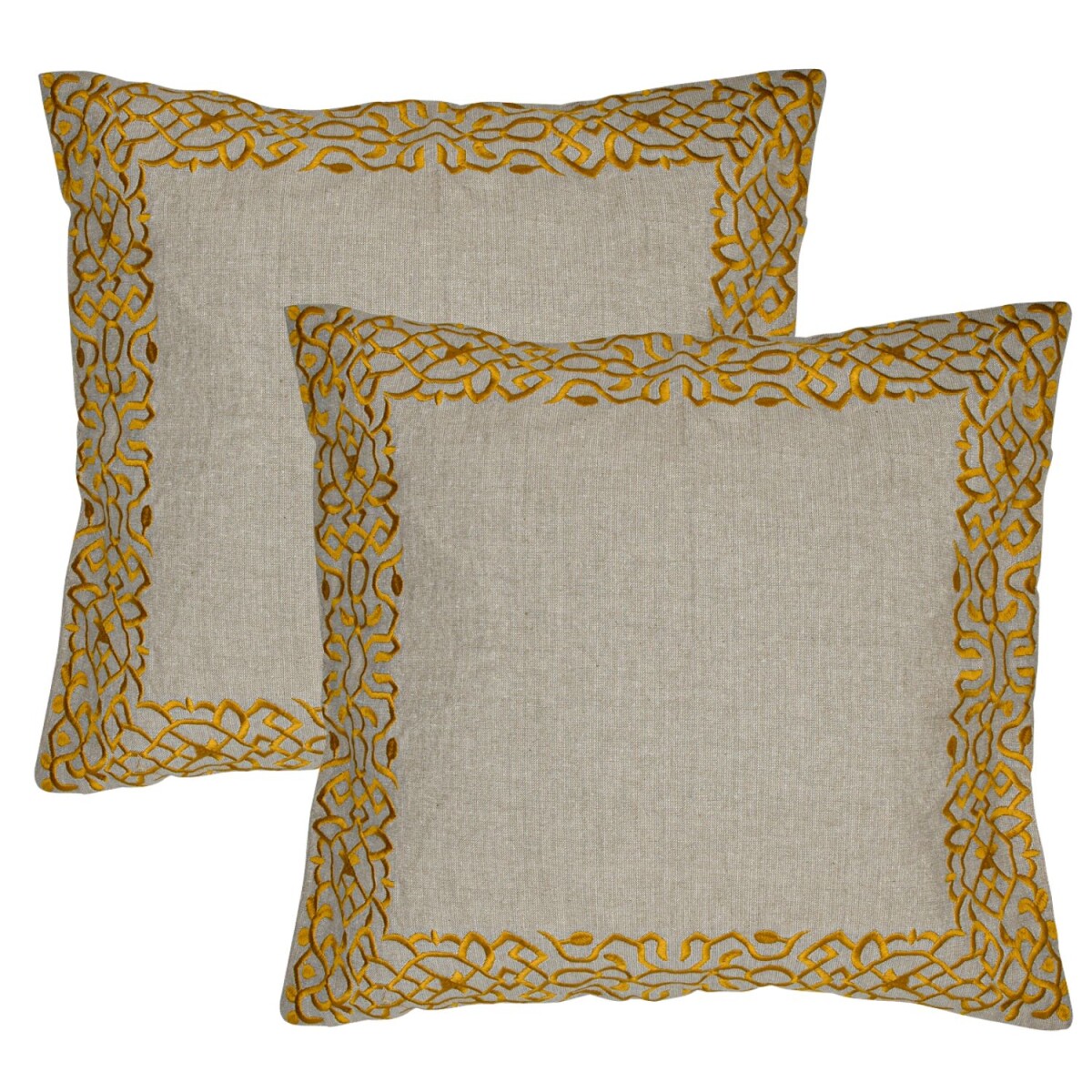 2er Set Kissenbezug Handgefertigt Frisia Gold 40x40cm | Boho