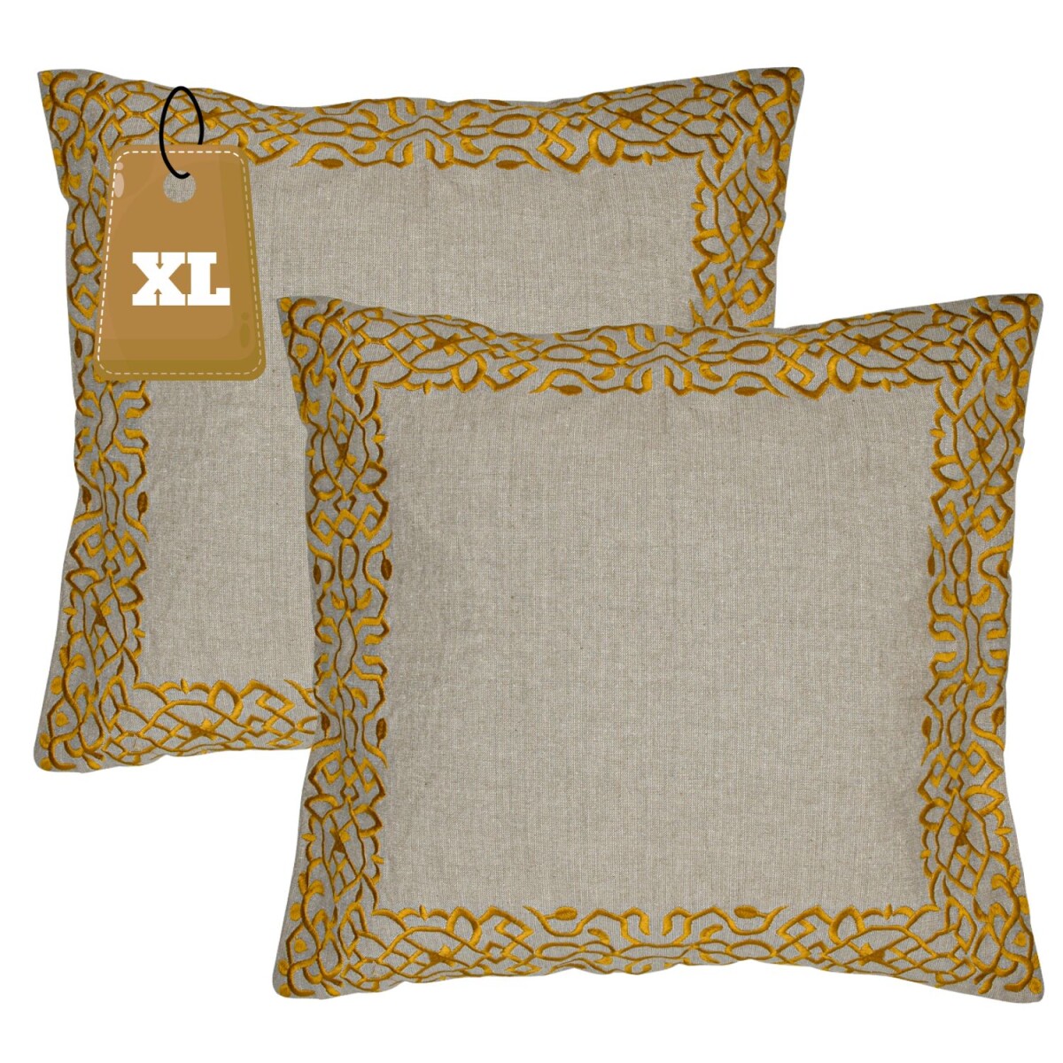 2er Set Kissenbezug Handgefertigt Frisia Gold 50x50cm | Boho