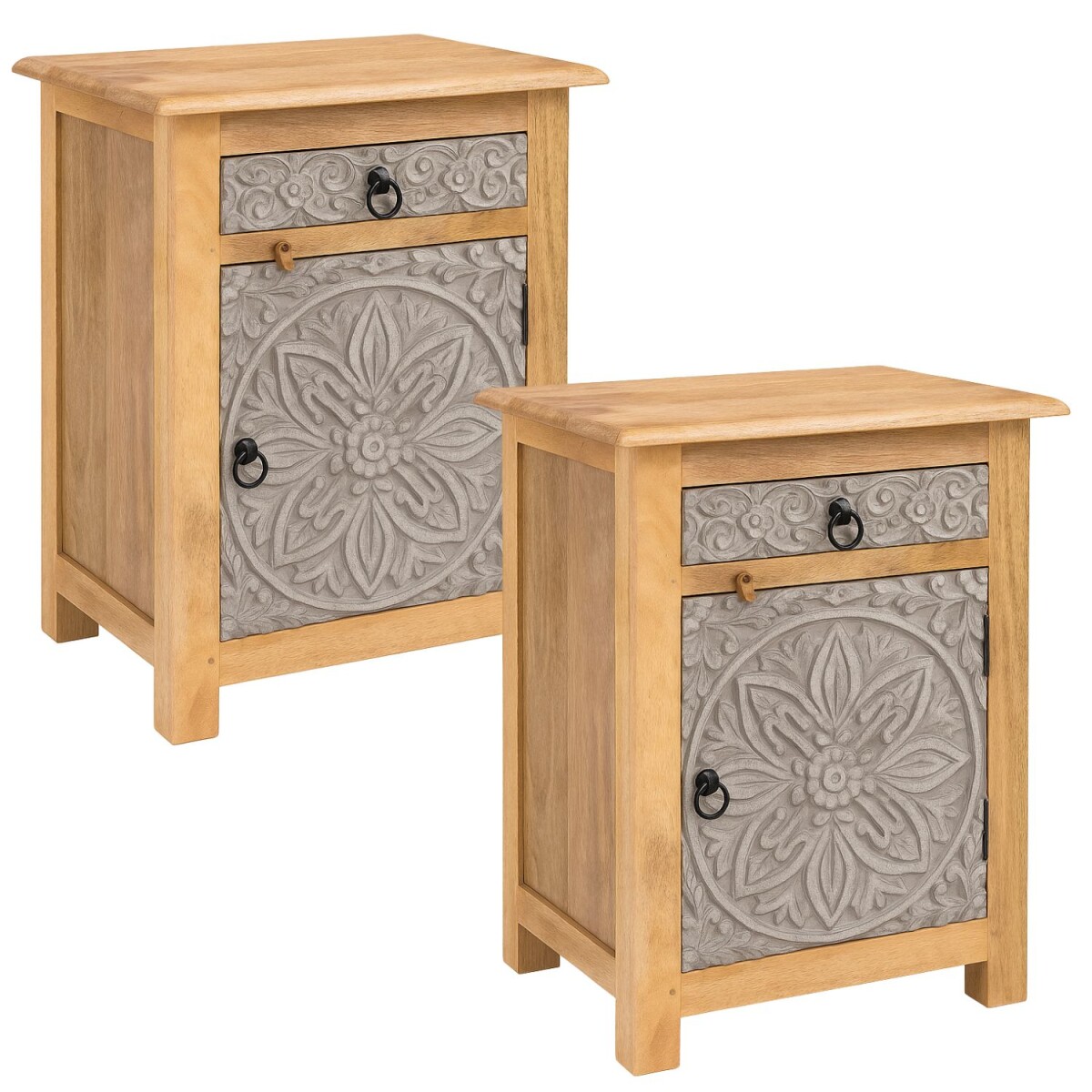 2er Set Nachttisch Ferial 70cm | Massivh box