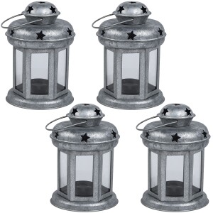 Lot de 4 lanternes Eolea galvanisées 15 cm |...