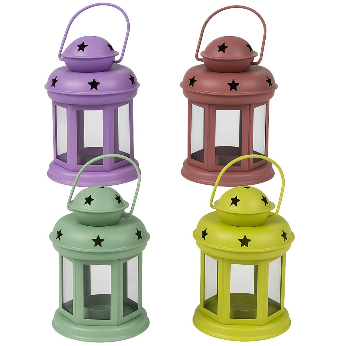 4er Set Laterne Eolea bunt 15cm | Boho T box