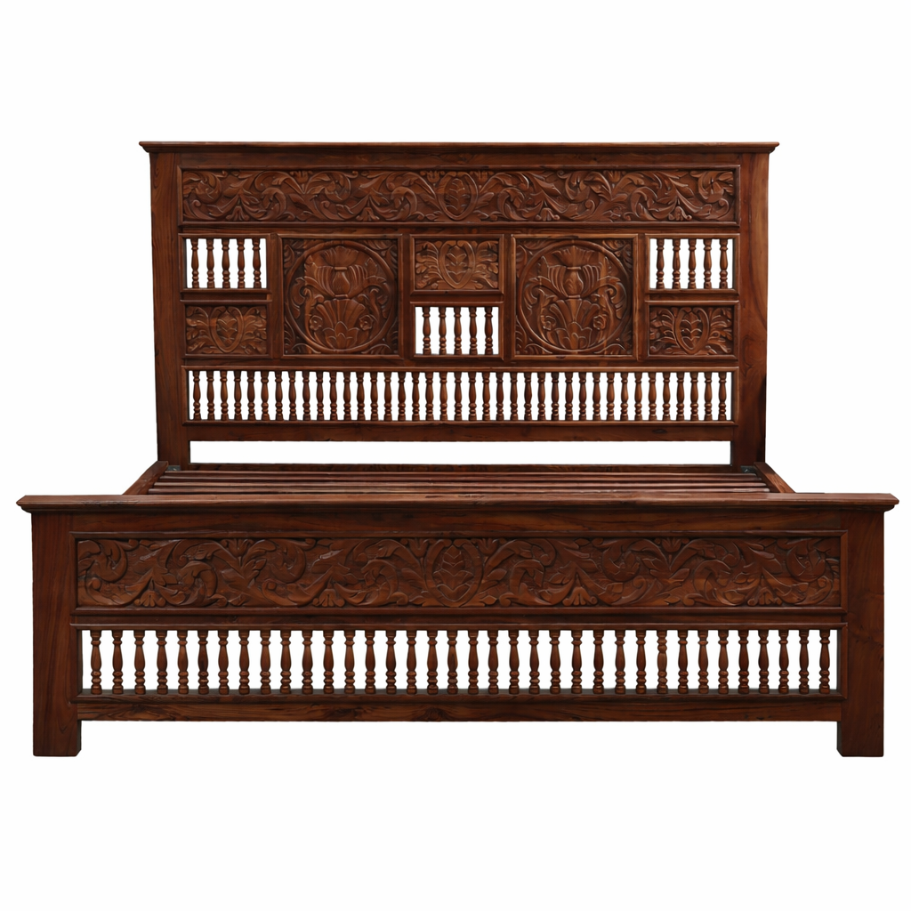 Orientalisches Bett Doppelbett aus Massivholz Sand Dunkelbra