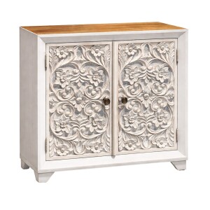 Commode Madan en bois massif sculptée à la...