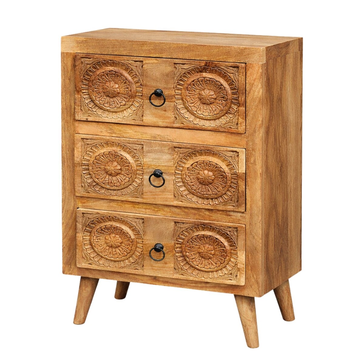 Kommode Sagar aus Massivholz handgeschnitzt Boho Vintage 105