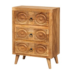 Commode Sagar en bois massif sculptée à la...