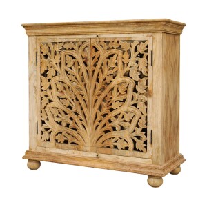 Commode Saheera en bois massif sculptée à...