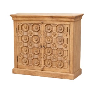 Commode Saho marron en bois massif sculptée...