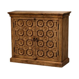 Commode Saho en bois massif, couleur brun foncé,...