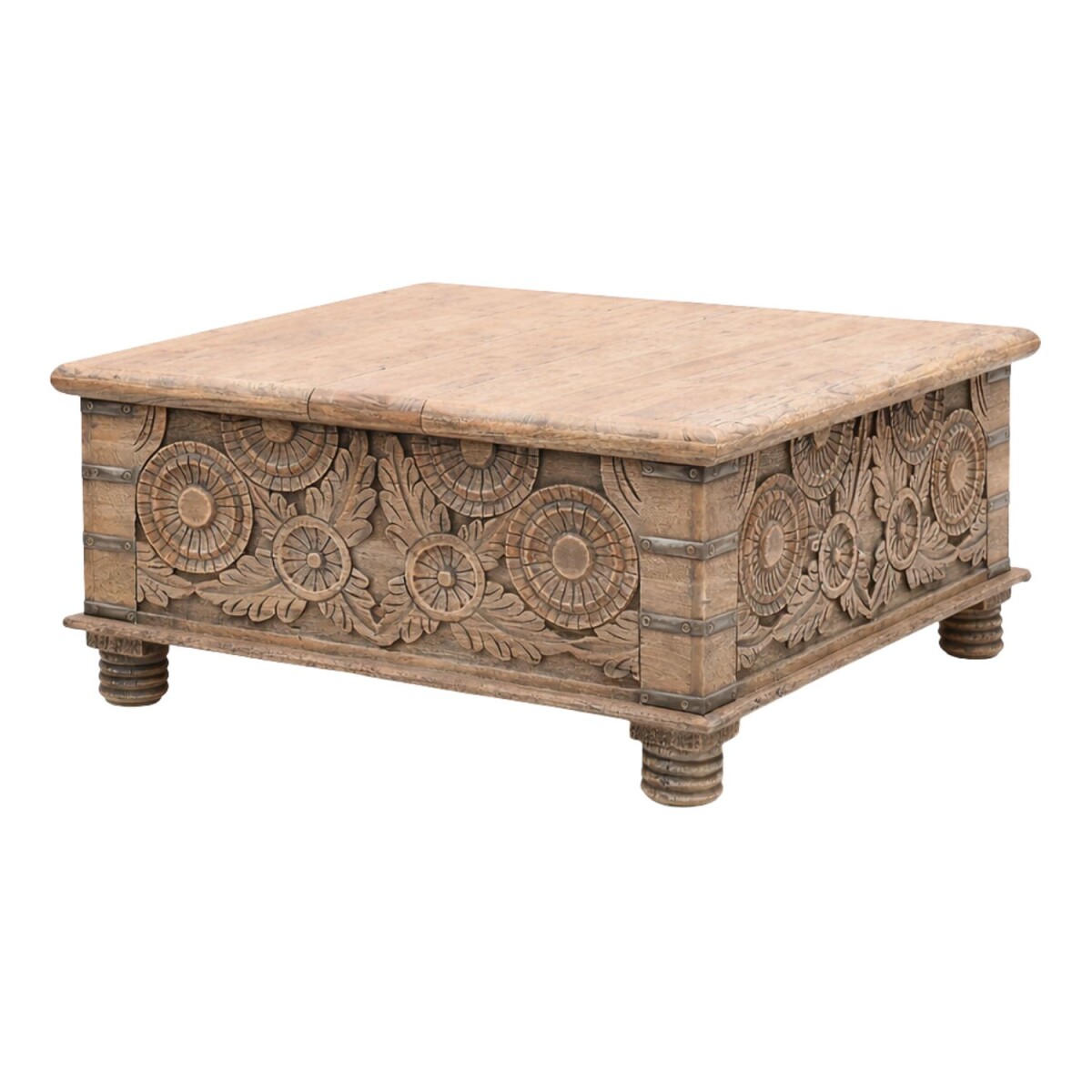 Table basse Nahjouk en bois massif sculptée à 