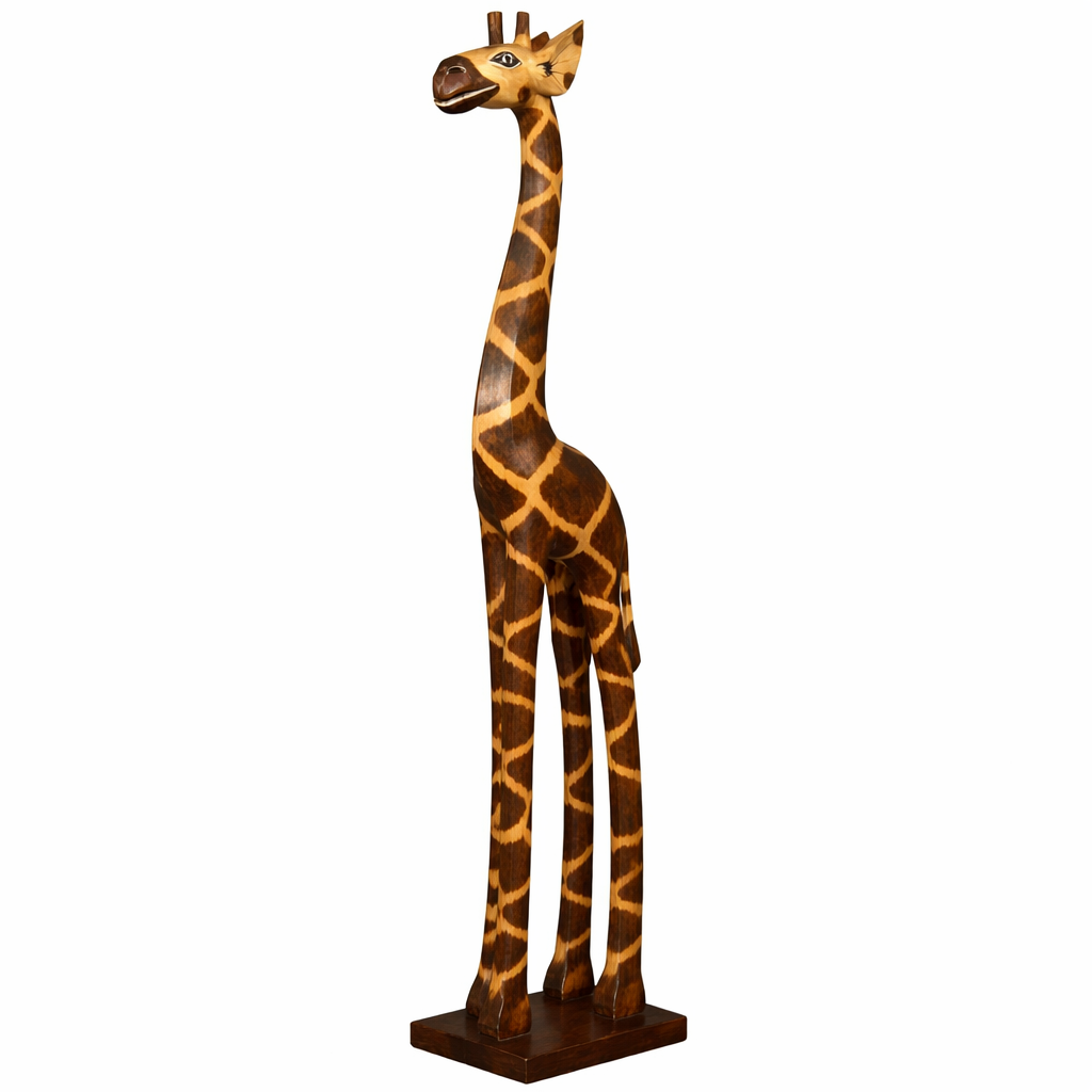 Giraffe Dekofigur aus Albesia Holz handbemalt 120cm