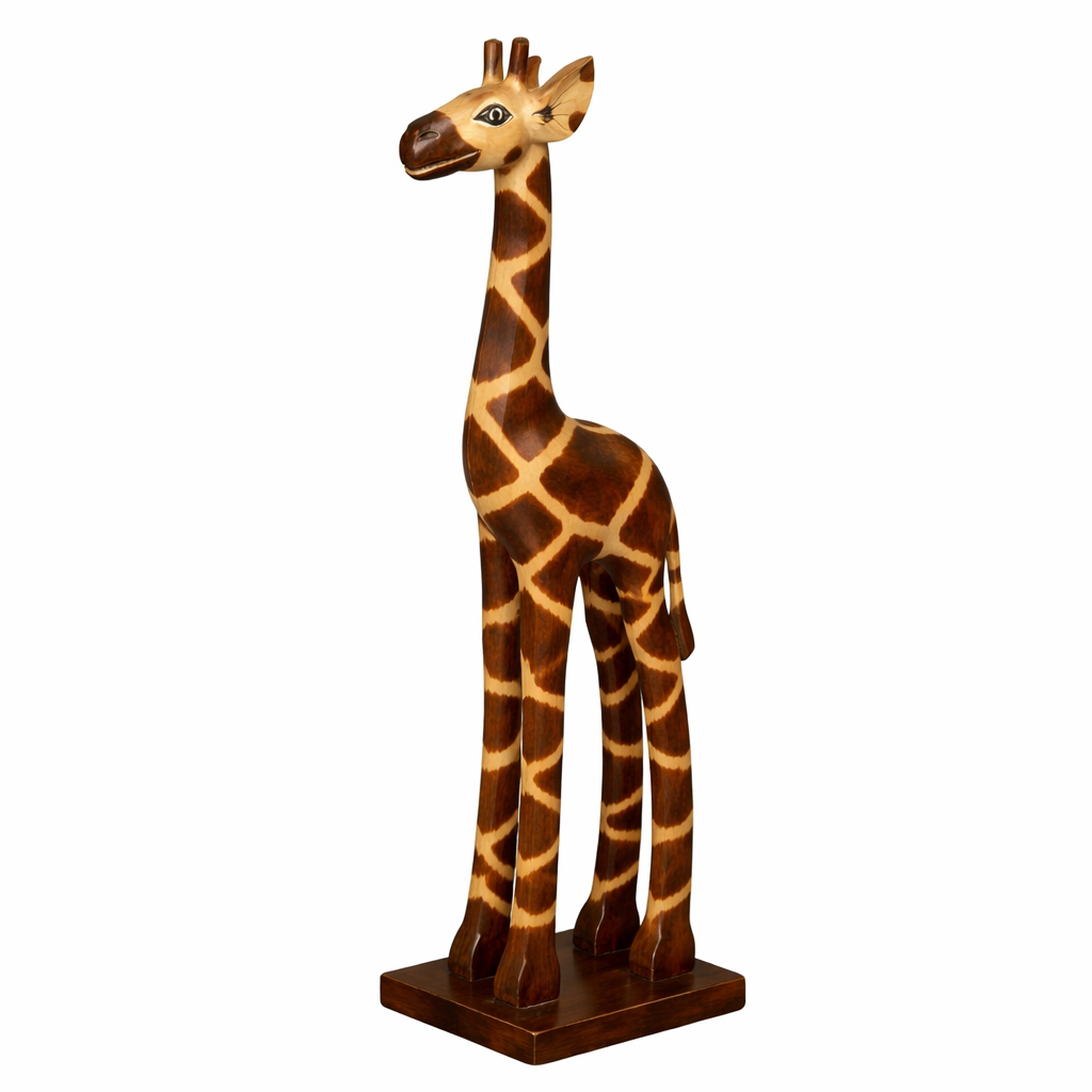Giraffe Skulptur aus Albesia-Holz handgefertigt 80cm