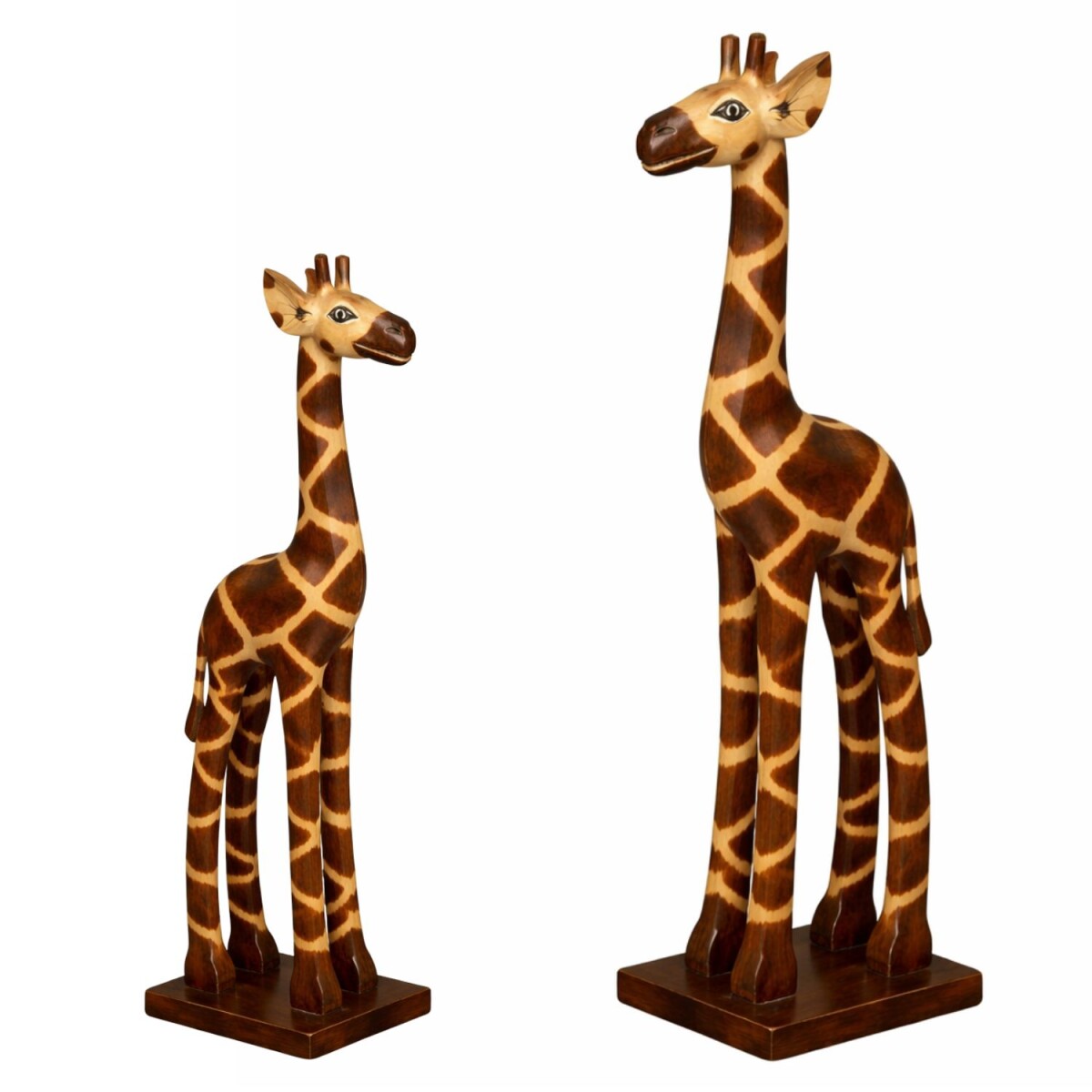 Giraffen Skulpturen Set aus Holz handgefertigt 80cm & 60