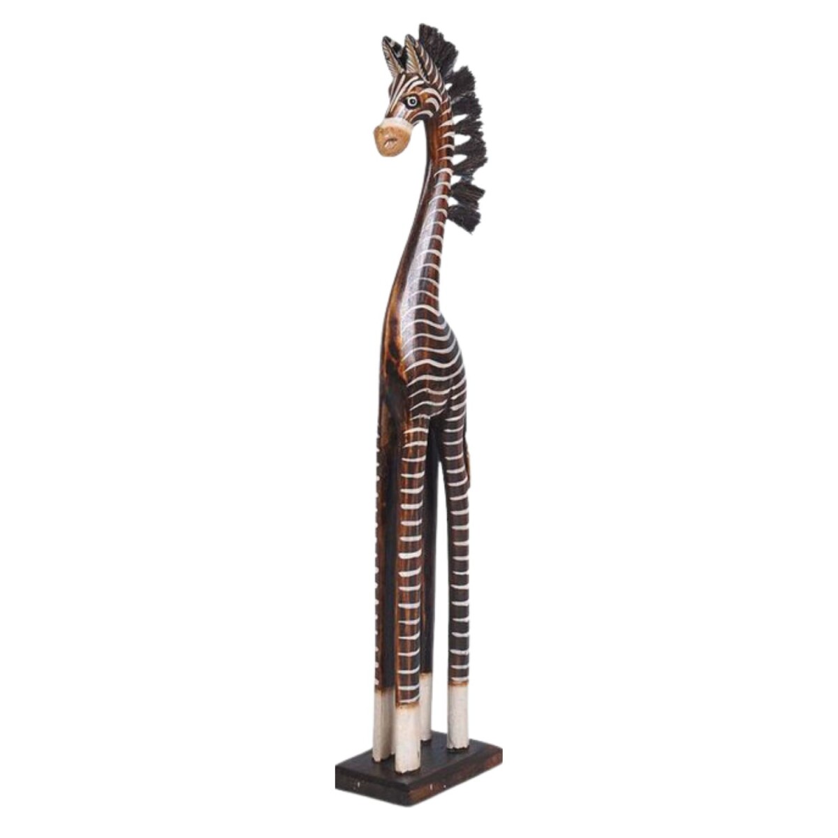 Zebra Skulptur aus Albesia-Holz handgeschnitzt handbemalt 80