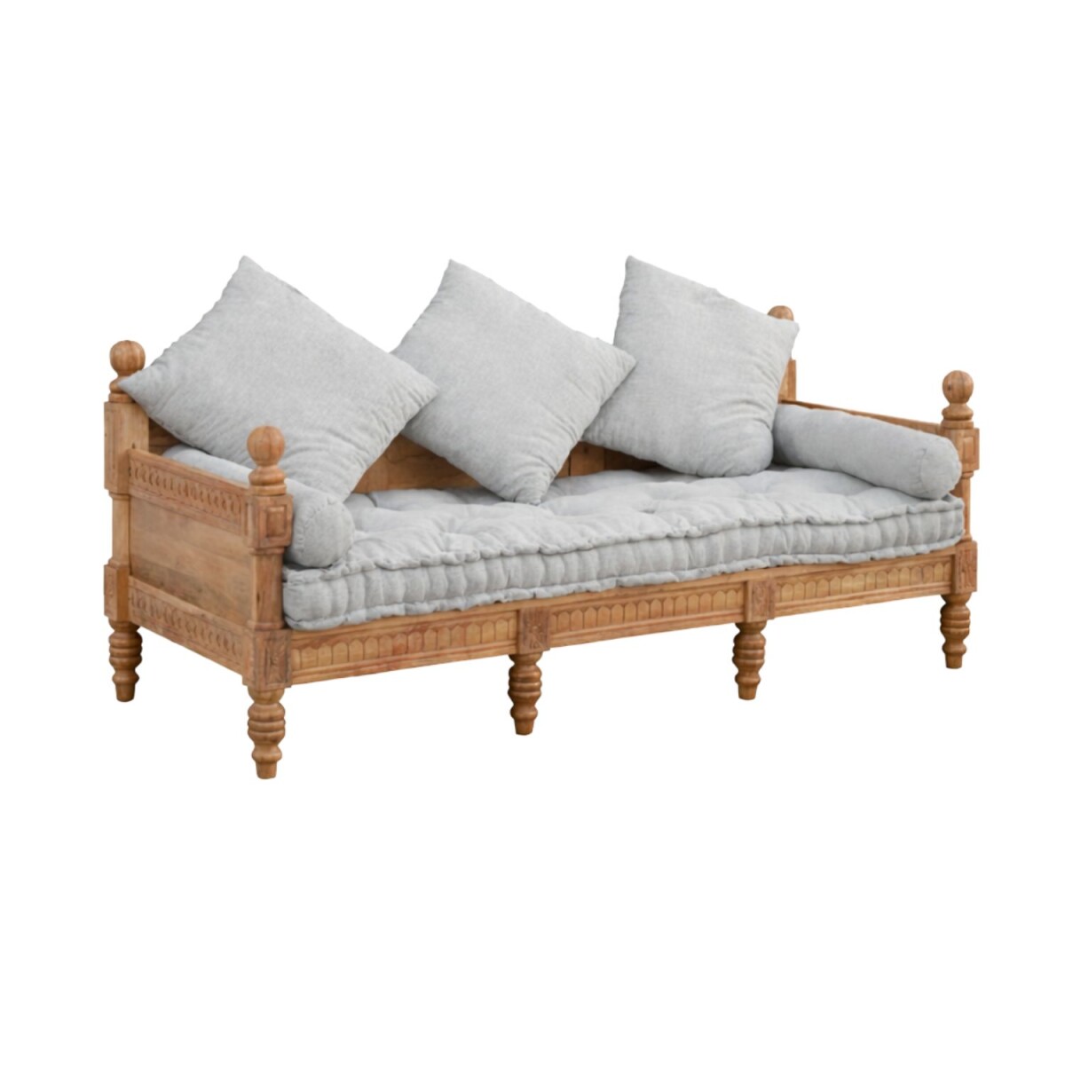 Holzsofa Bunta braun Massivholz | Handgefertigt & Nachha