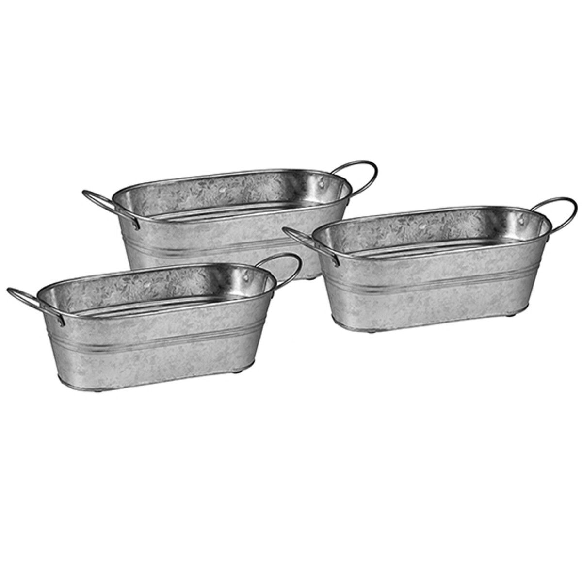 3er Set Pflanztopf Baita aus Zink 38x15cm | Blumenkasten sil