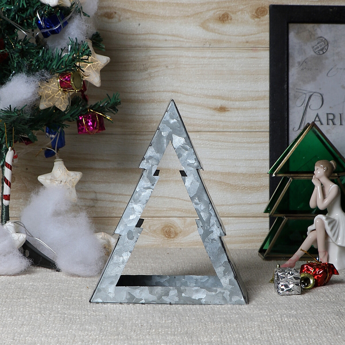 Photophore « Sapin de Noël » 20 cm, argent&