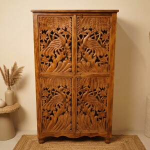 Buffet haut Ranjita 177 cm, bois massif, style vintage...