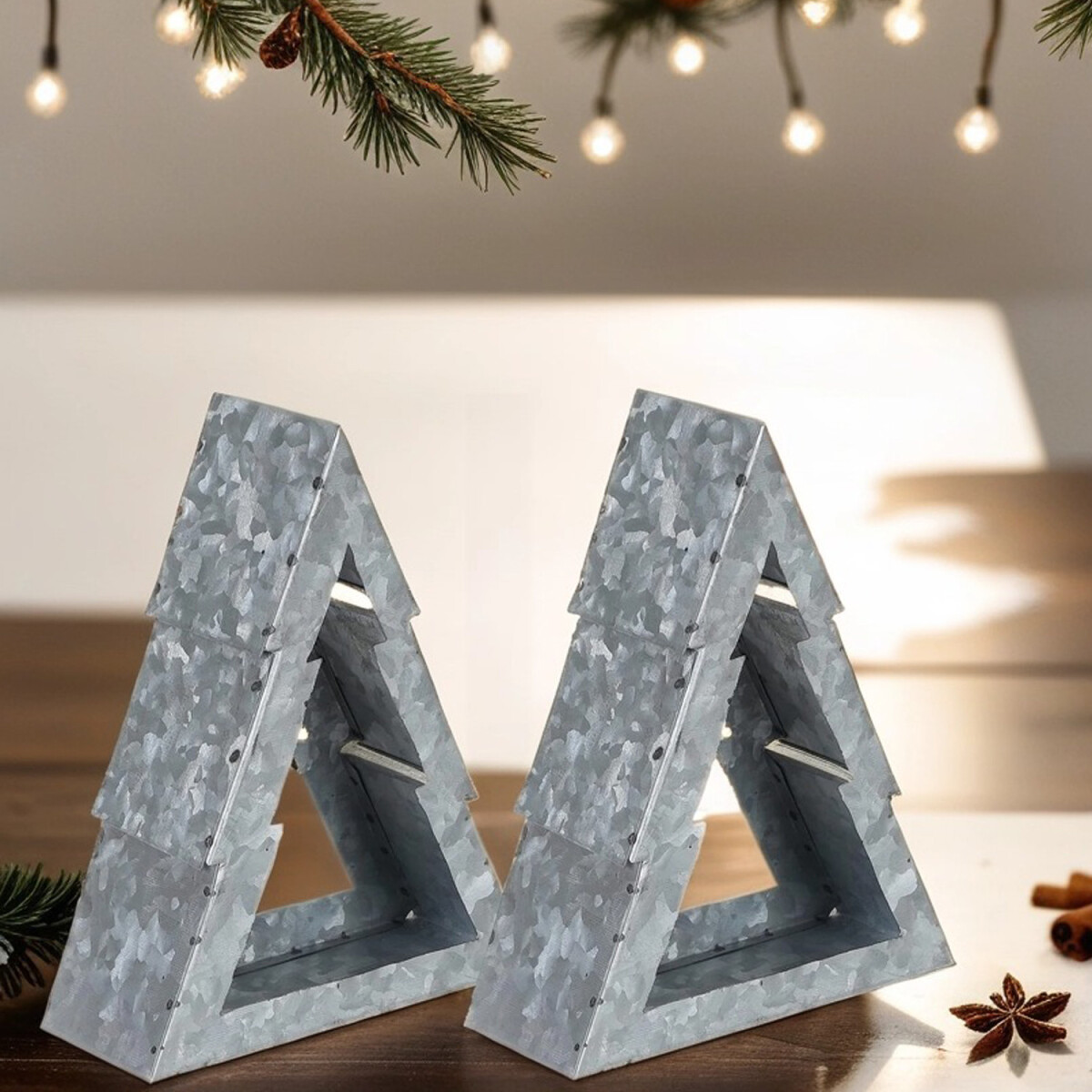 Lot de 2 bougeoirs « Sapin de Noël » 20 cm,