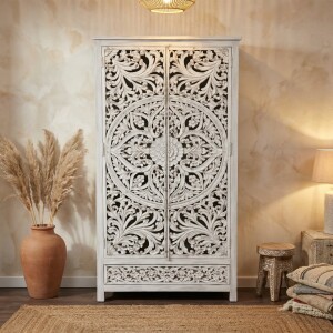 Buffet haut Rama 200 cm en bois massif, style...