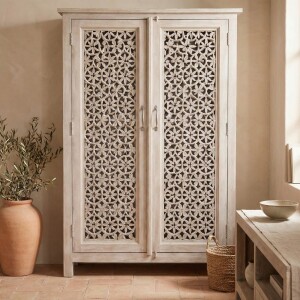 Buffet haut Ranajey 150 cm en bois massif, style...