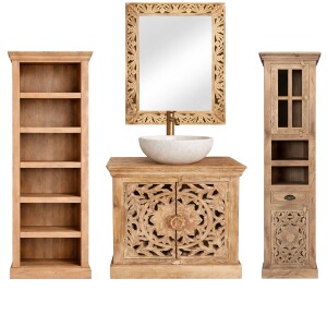 Ensemble de 4 meubles de salle de bains Kirpal Nature,...