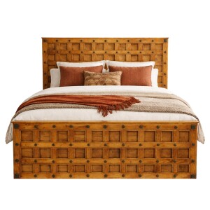 Lit double en bois massif Lapaz marron 180 x 200 cm,...