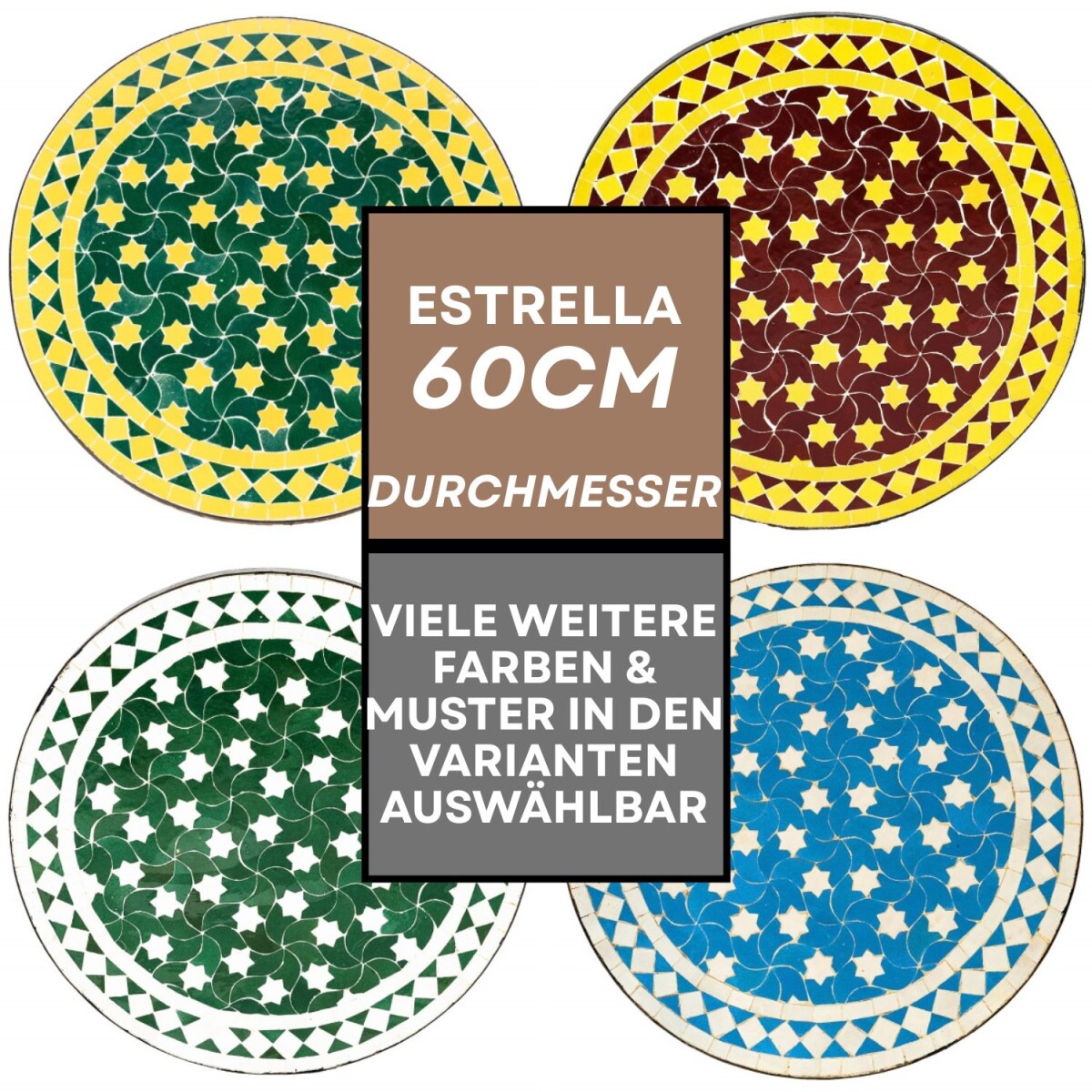 Marokkanischer Mosaiktisch Estrella Ø60 cm | Handarbe