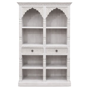 Bibliothèque Rekha blanche 195 cm en bois massif,...