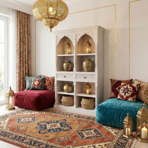 Bibliothèque Rekha blanche 195 cm en bois massif,...