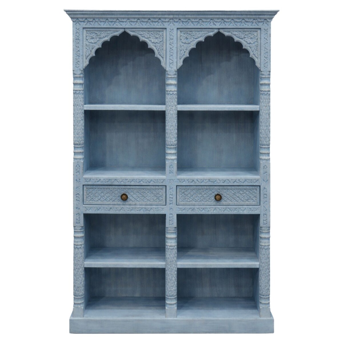 Bücherregal Rekha blau 195cm Massivholz Boho