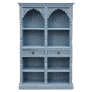 Bibliothèque Rekha bleue 195 cm en bois massif,...