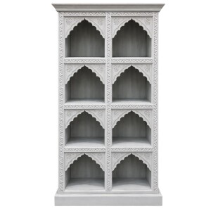 Bibliothèque Fawad blanche 180 cm en bois massif,...