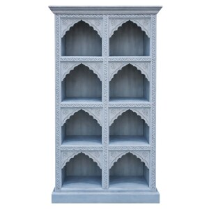 Bibliothèque Fawad bleue 180 cm en bois massif,...