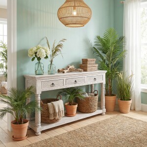 Buffet Rojana 150 cm en bois massif, style bohème...