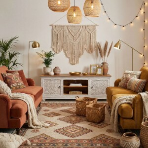 Meuble bas Timira 163 cm en bois massif, style...