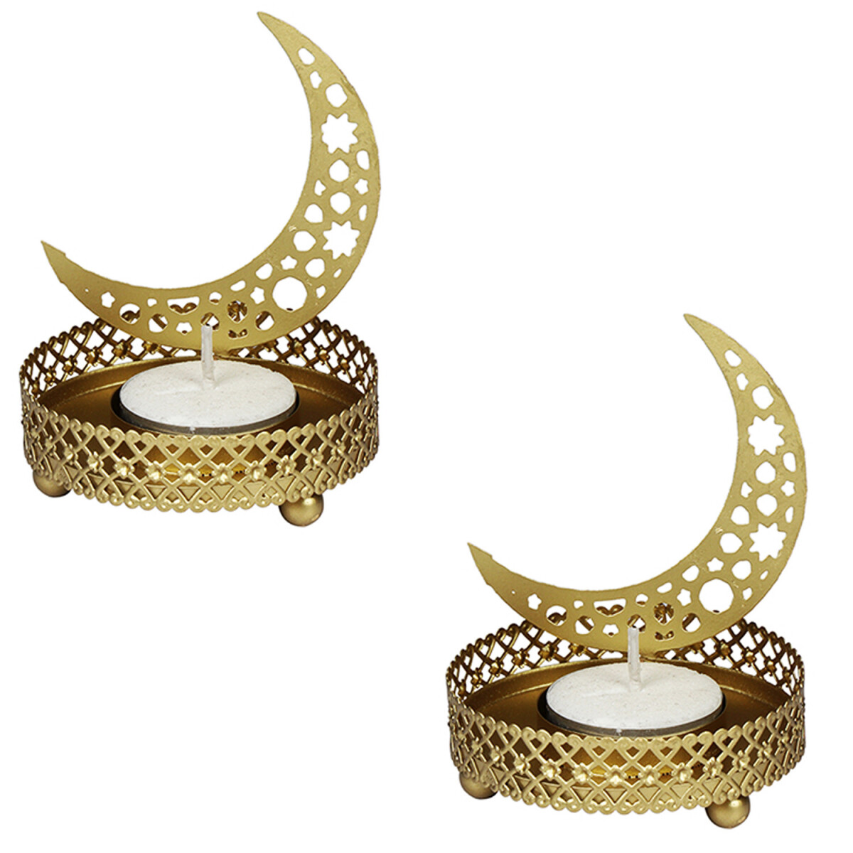 2er Set Teelichthalter Mond 8cm Gold aus box