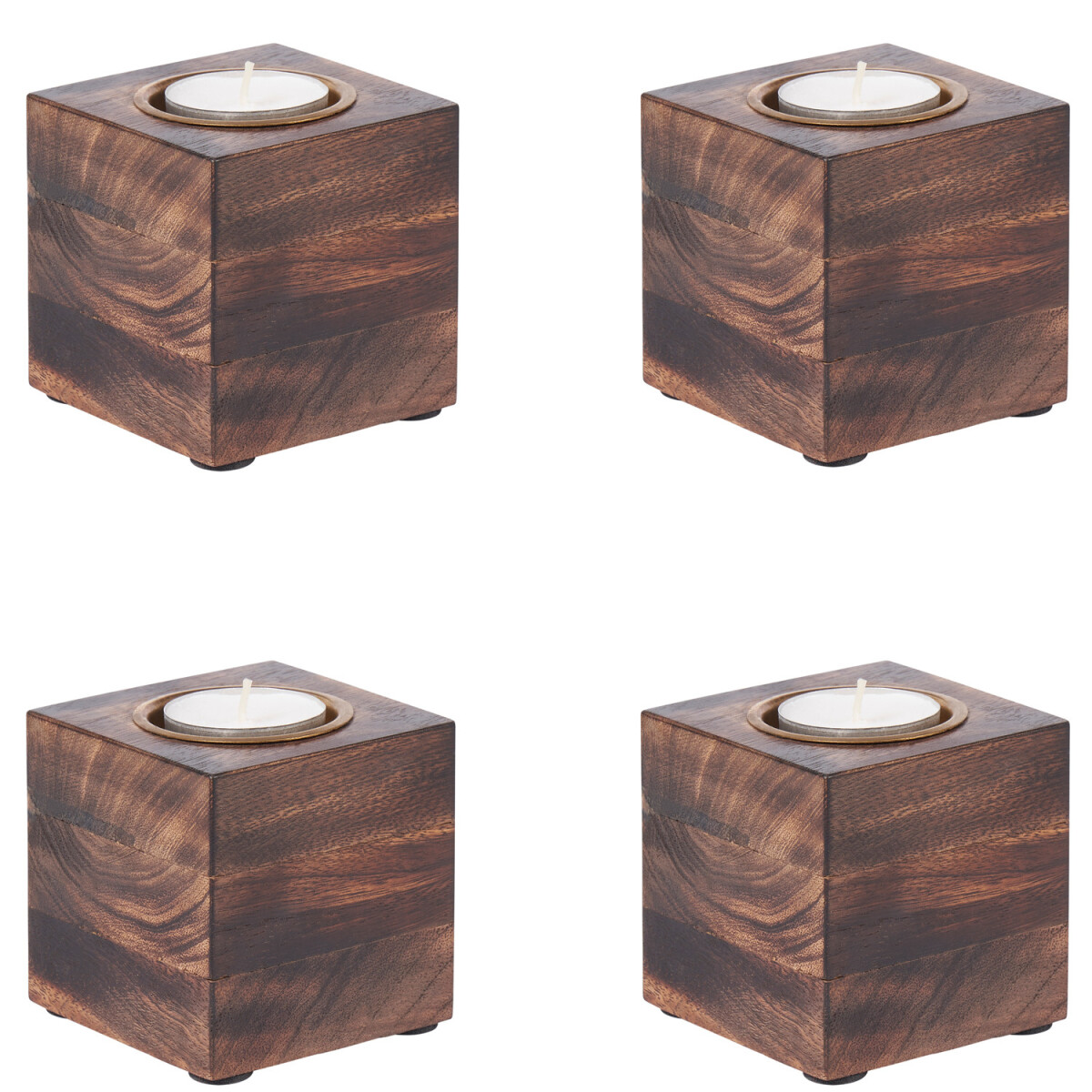 4er Set Holz Teelichthalter als Tischdek box