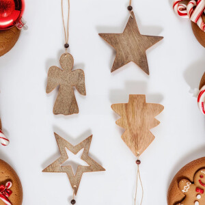 Lot de 4 pendentifs de Noël en bois pour la...