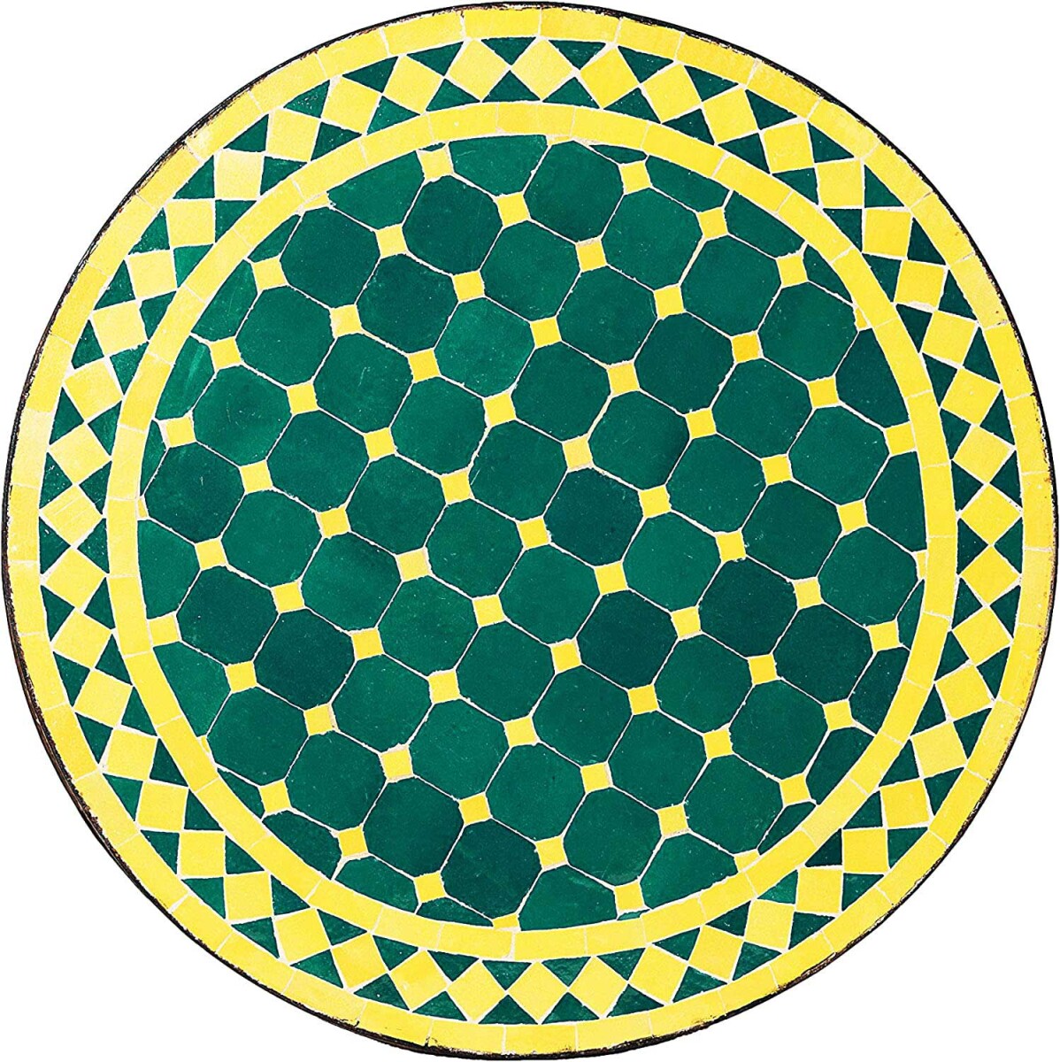 Orientalische Mosaikplatte Marrakesch Grün / Gelb 60cm