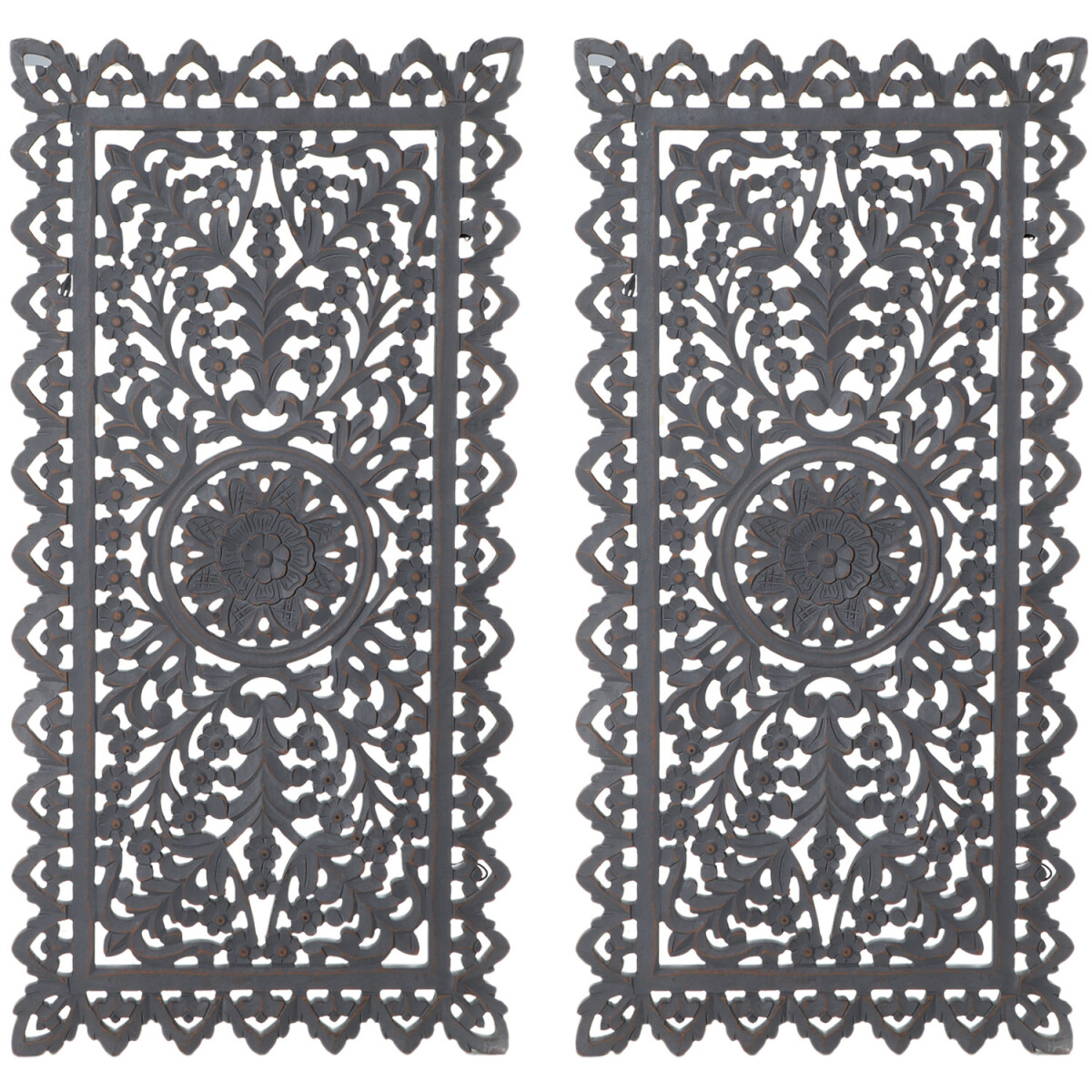 2er Set Vintage Wandbild Wanddeko Holzdeko Bodhi Grau