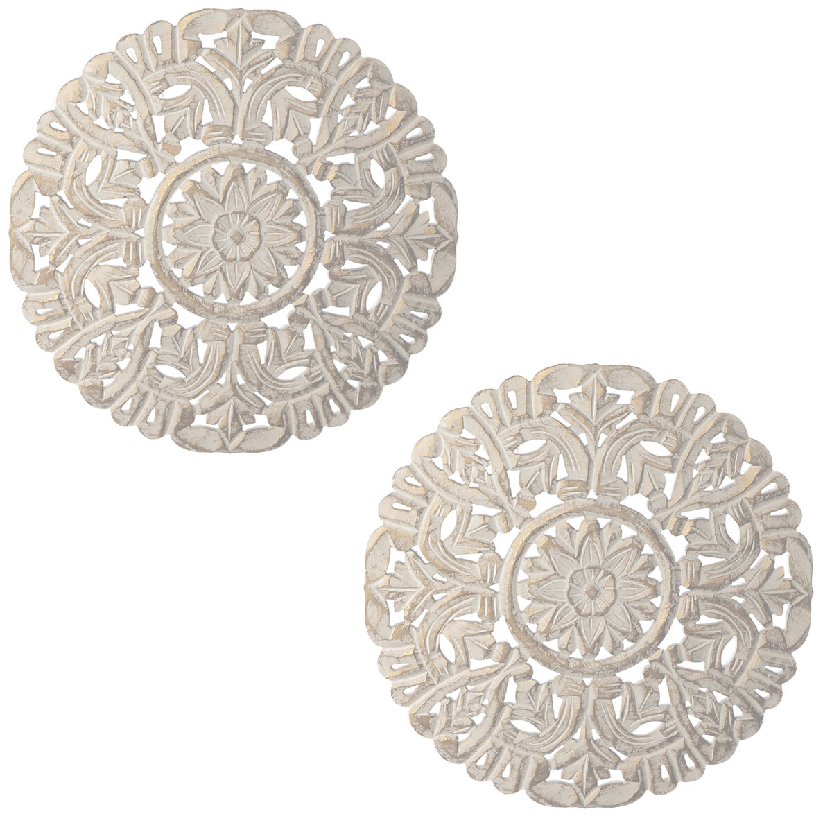 2er Set Vintage Wandbild Wanddeko aus Holz Abasin Weiss Anti